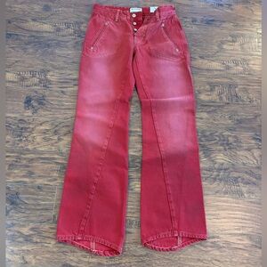 Free People We the Free Carnivale Low Rise Bootcut Jeans Hot Tamale Red NWT 25